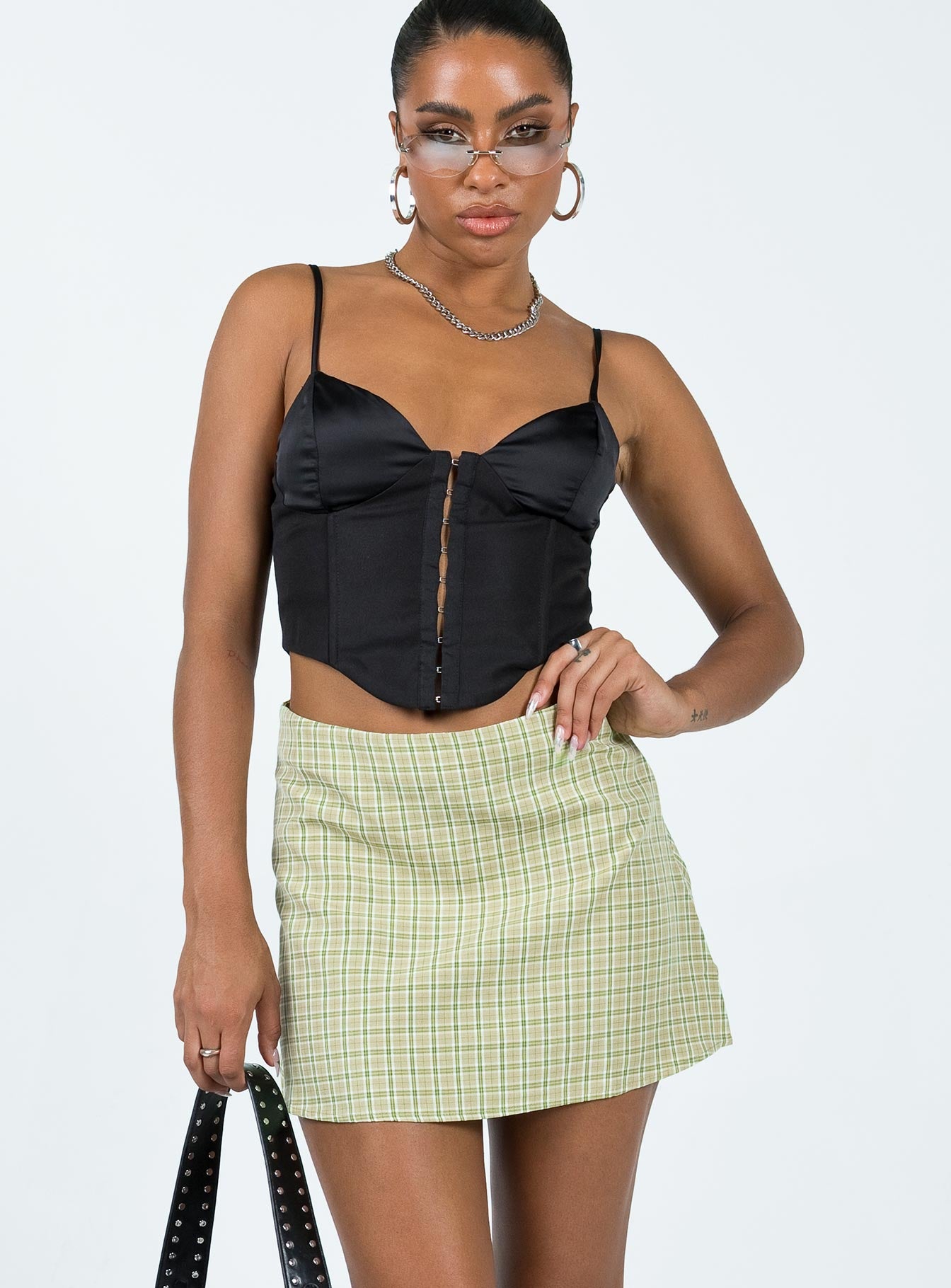 UO Green Micro Mini Check Print Skirt | Urban Outfitters UK